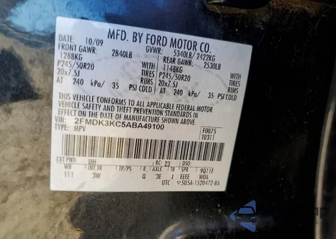 2010 Ford Edge Limited z USA, uszkodzony, nr VIN 2FMDK3KC5ABA49100